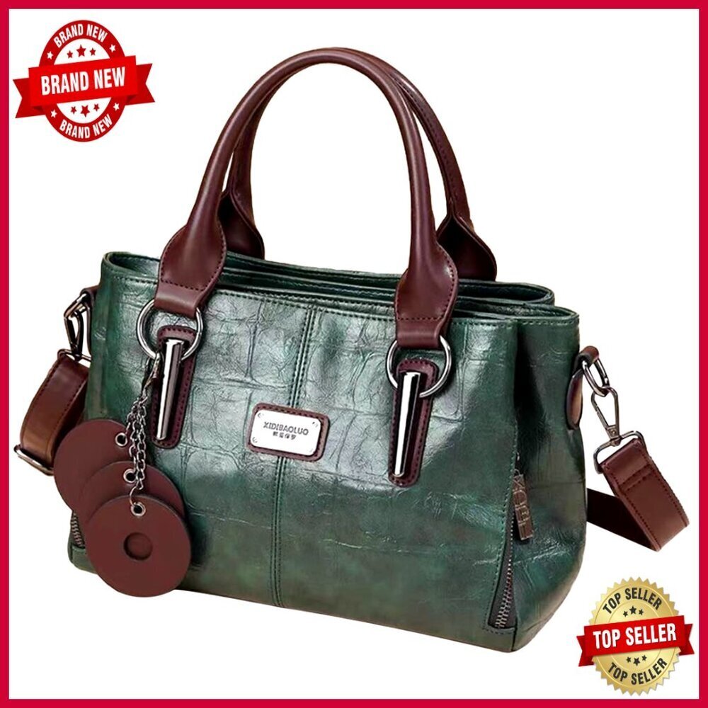 Vegan Leather Tote Bag with Zipper Compartments Adjustable Strap